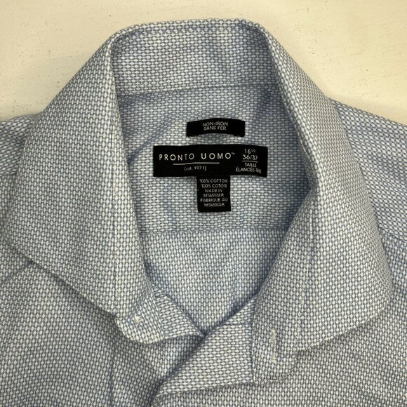 Pronto Uomo Men's Blue Scales Dress Shirt - Size 16.5 36-37 Tall - Picture 2 of 6